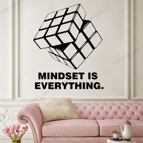 Rubiks Cube Design Wall Decal mindset is everything vinyl Sticker Mural interior design Science educational Wallpaper Q37