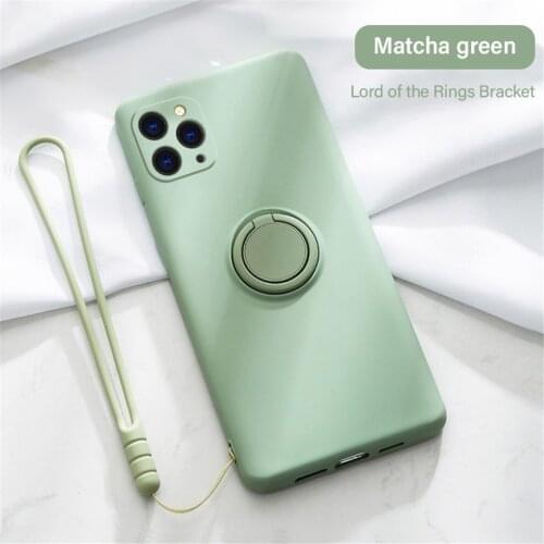 Silicone case For iPhone 11 Pro Phone Case SE2020 XS Max XR XS X 8 7 6s 6 Plus Magnetic Ring Holder Hands Strap Cover