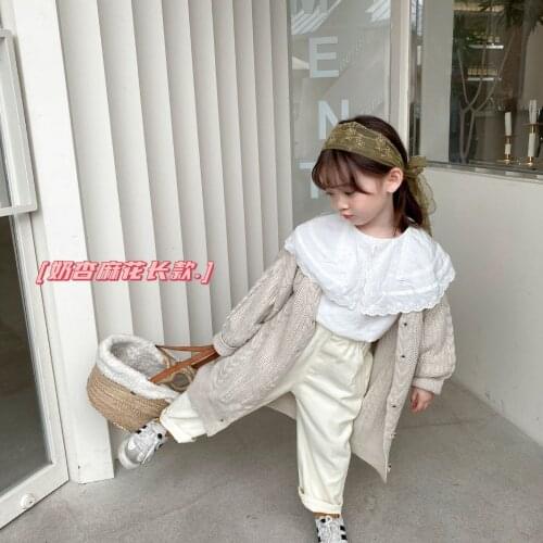 Baby Girls Sweater Cardigan 2021 Autumn New Childrens Korean Style Solid Long Sweater Jacket Fashion Knitted Cardigan For Girls