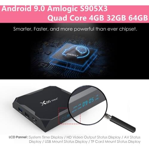 X96Max TV BOX Android 9.0 Amlogic S905X3 Quad Core 4GB 32GB 64GB Wifi BT 1000M 4K Set top box X96 Max X3 media player