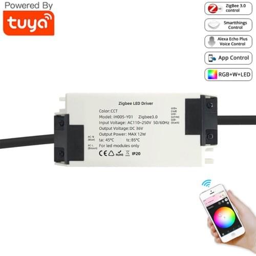 Tuya Zigbee 3.0 Smart Strip Light Driver RGBCCT 6pin Light Strip Controller DC12-24V Smart LED Controller With Alexa Google Home