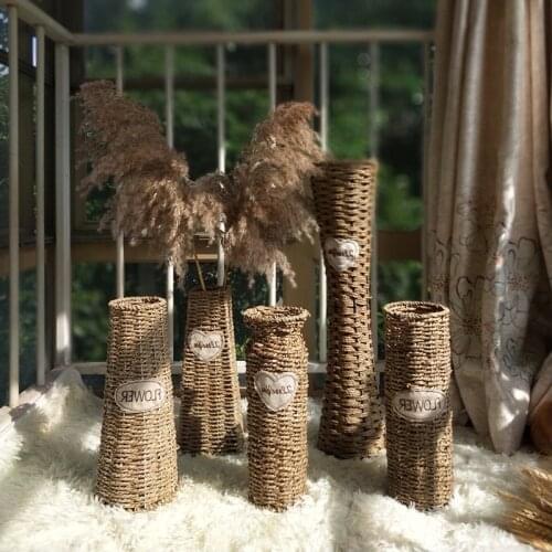 StrawVase , RawColor , FlowerPot , BasketFlowerVase , Home Decoration Vase , Hand Made Vase