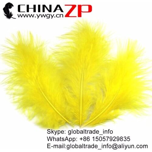 Leading Supplier CHINAZP Factory 200pcs/lot Dyed Yellow Selected Good Quality Loose Turkey Marabou Plumage Feathers