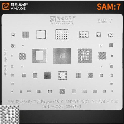 High Quality SAM:7 BGA Reballing Stencil for Samsung S9 S9+ Exynos9810 SDM845 CPU CHIP Reballing Template