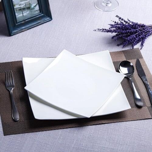 Nordic Western Dinner Plates Bone China White Square Dinner Dishes Dessert Tray Steak Plate Creative Kitchen Dinnerware Sets