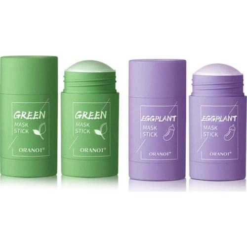 Green Mask Stick Green Tea Mud Mask Oil Control Eggplant Acne Clearing Solid Mask Cleansing Mask Blackhead Fine Pores Mask