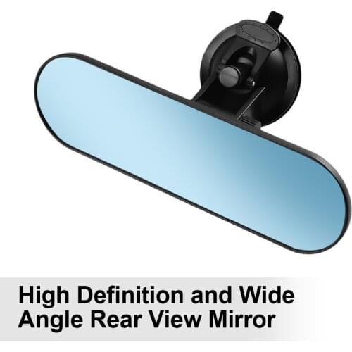 Rear View Mirror, Universal Car Truck Mirror 360 degrees Adjustable Interior RearView Mirror with Suction Cup, 220*65mm