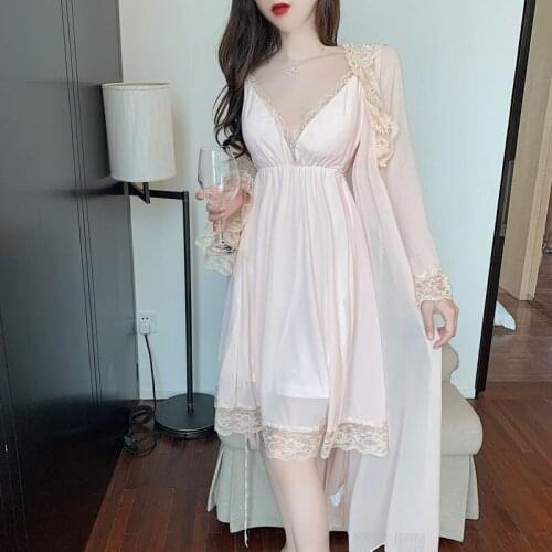 Nightgown female summer palace style lace sexy sling strapless chest pad pajamas elegant evening gown sleepwear пижама robe
