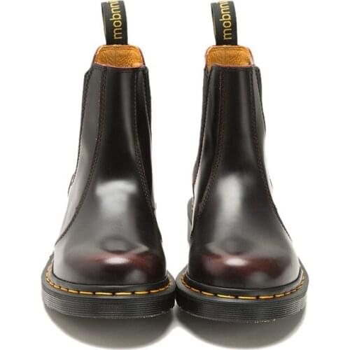 2020 Fashion Womens British Chelsea Boots Slip On Shoes Thick Platform Shoes Block Heels Cow Real Leather Ankle Boots Big Size