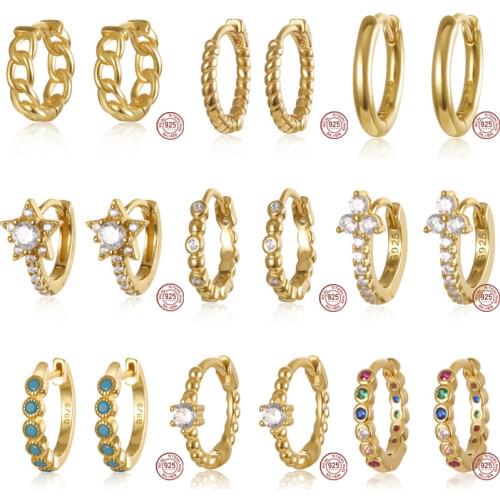 Real 925 Sterling Silver Hoop Earrings For Women Round Zircon Crystals Circle Piercing Earring Wedding Luxury Jewelry Earrings