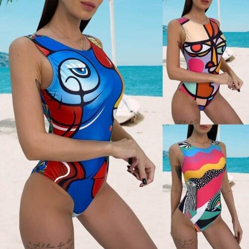 S/ M/L Size 2021 Halter Print Sexy Women One Piece Swimsuit Swimwear Female Brazilian Bathing Suits Bodysuit Beach Wear Backless