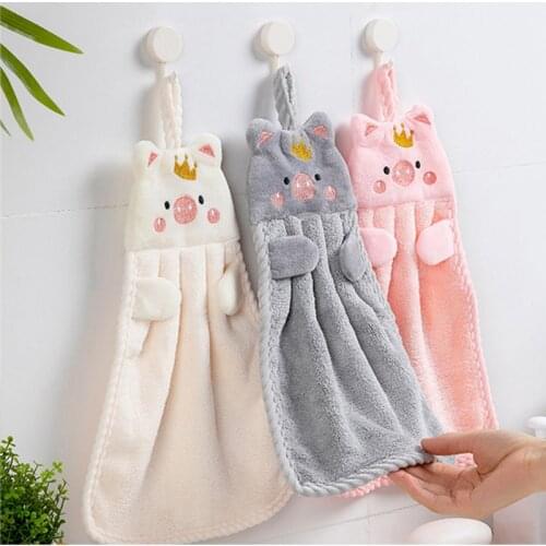1pc Coral Velvet Toilet Handkerchief Cloth Soft Hand Towel Absorbent Cloth Dishcloths Hanging Cloth Kitchen Bathroom Accessories
