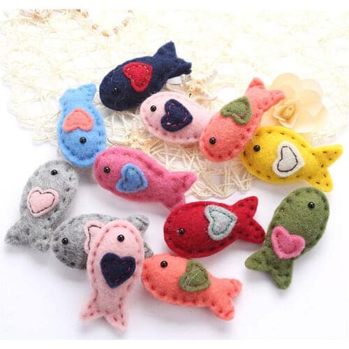1Piece Wool Felt DIY Craft Fish Heart Design Poke DIY Kits Multiuse Christmas Tree Decorations Brooch Children Hair Band 4Styles