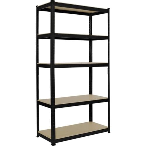 150 x 75 x 30cm 5 Tiers Powder Coated Storage Rack Black US Warehouse In Stock