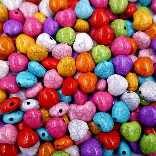 50Pcs/lot 10mm Heart Shape Acrylic Beads For DIY Necklace Bracelet Jewelry Finding Accessories Stone grain Crackle Exquesite