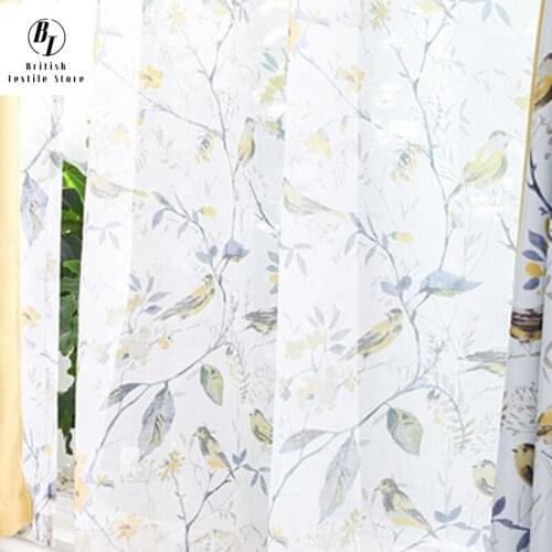 American Pastroal Bird Print Design Half Blackout Curtains For Living Room Window Screen Bedroom Tulle Curtain Fabric Drapes #40