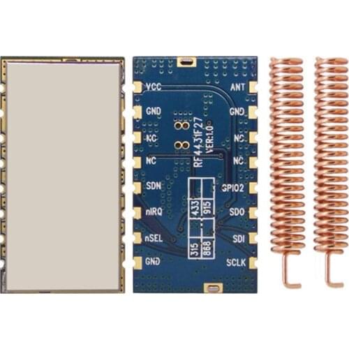 2PCS RF4432F27-433 + Spring 433mhz Antenna | Si4432 500mW 27dBm 3Km Long Range Wireless Transmitter Receiver rf Module