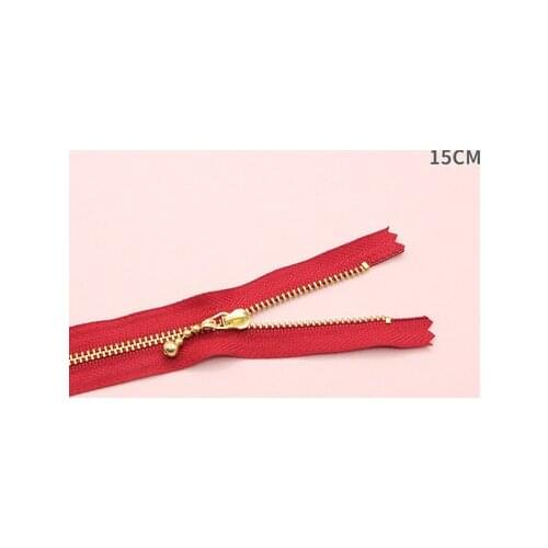 Free shipping 10pcs/lot Red 15cm gold teeth zipper metal zipper water head diy craft bag zipper closed end zipper