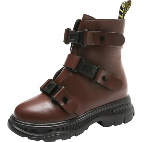 Fashion Buckle Strap Thin Black Short Boots Martin Boots New Autumn winter Flat-bottomed Short Tube Couple Shoes Men and Women