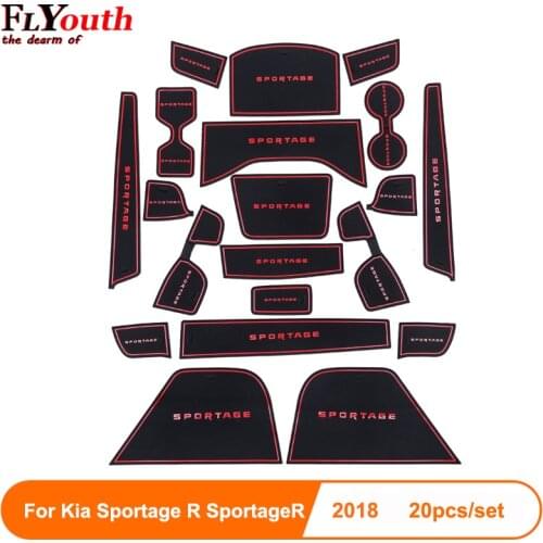 For Kia Sportage R SportageR 2018 Car Gate Slot Pad Door Groove Mat Anti-slip Cup Pad Cover Interior Decoration Accessory 20pcs