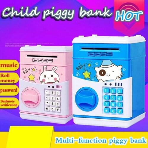 Electronic Piggy Bank ATM Password Money Box Cash Coins Saving Box Bank Safe Box Automatic Deposit Banknote Christmas Gift