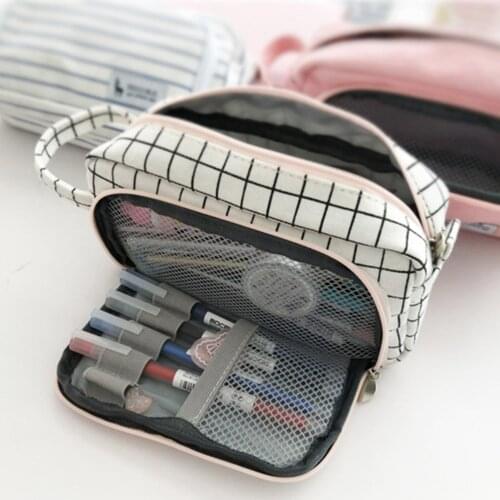 Simple Large Capacity Pencil Case Fashion Canvas Multi Functional Pen Case Supplies Pencil Bag School Pencils Pouch Stationery