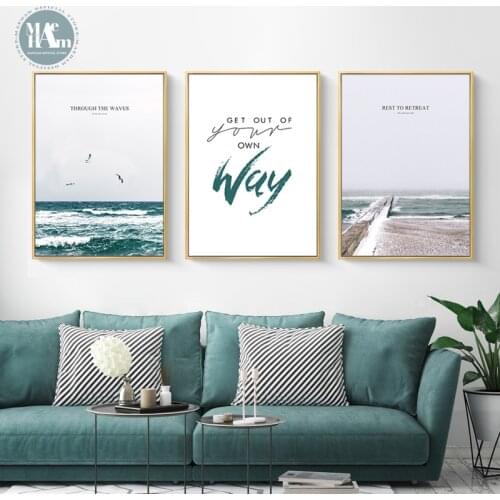 Blue sea Landscape Canvas Wall Art Poster Nordic Scandinavian Style Print Painting Nature Decoration Pictures Modern Home Decor