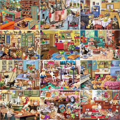 HUACAN DIY Frame Painting By Numbers Animals Wall Art Picture By Number Dog Cat Acrylic Canvas Home Decoration