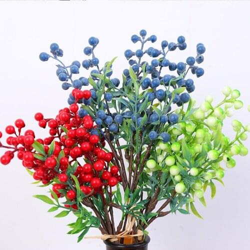 6pcs Artificial Flowers Artificial Berry Wedding Bouquet Decoration Christmas Ornaments DIY Wreath Home Office Decor Fake Plants