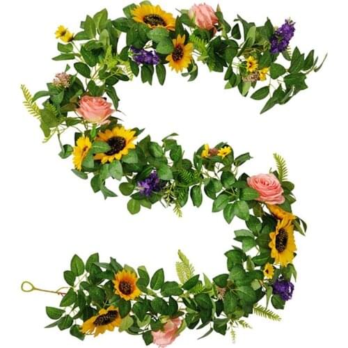 Artificial Sunflower Rose Vine Wedding Backdrop Arch Wall Decor Fake Hanging Plant Ivy for Table Festival Party Decor