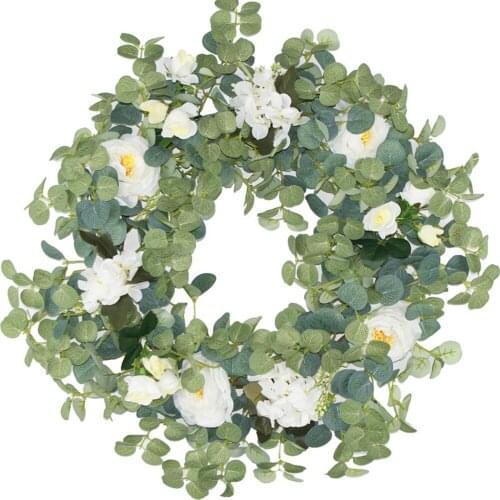 Artificial Wreath Wall Hanging Leaves Green Flower Eucalyptus Wreaths Decoration Simulation Round Home Decor Door