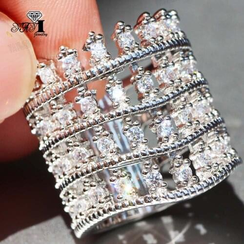 YaYI Jewelry Princess Cut 5.4 CT White Zircon Silver Color Engagement Rings wedding Heart Rings Girls Party Rings Gifts