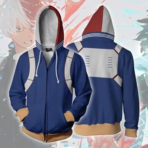 JAYANPOO Fashion My Hero academia Todoroki Shoto Anime Cosplay Costumes Sweatshirt zipper Hoodie coat Jackets Halloween costume