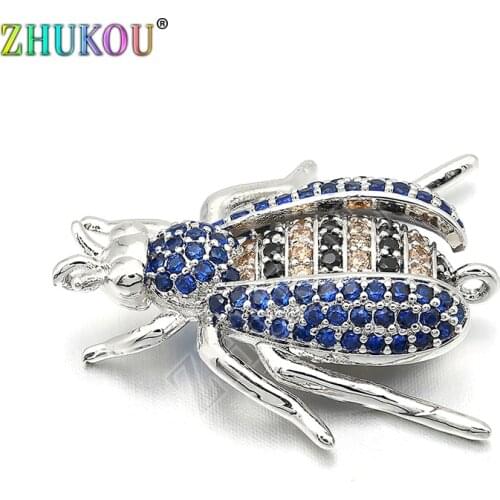21*24mm Brass Micro Pave Cubic Zirconia Beetle Charms Connector, Hole: 1mm, Model: VS243