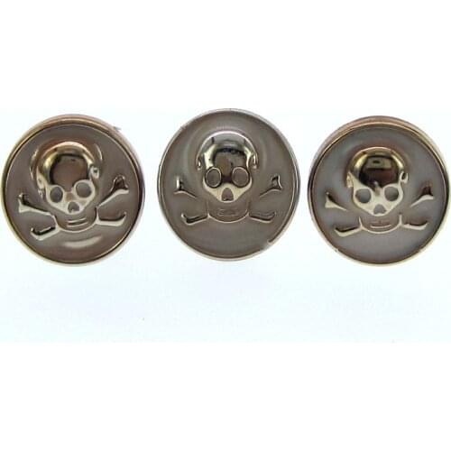 40Pcs 1/2" Gold White Skull Buttons Round Plastic Buttons For Clothing Accessories Apparel Sewing Crafts 12.0mm Dia
