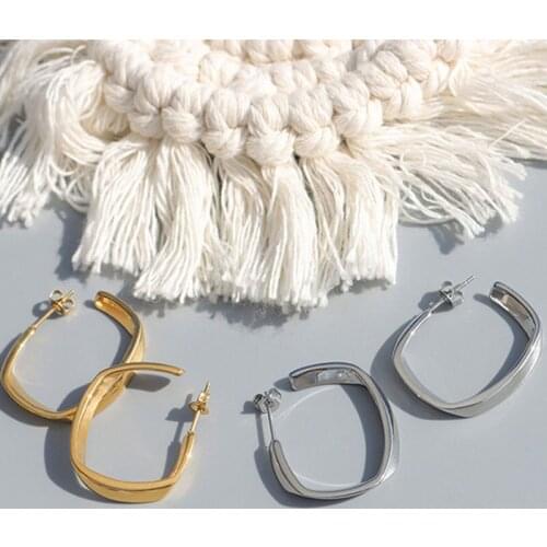 Exaggerate Large Elegant Stainless Steel Hoop Earrings Gold Silver Color Geometry Wide Fashion Women Jewelry