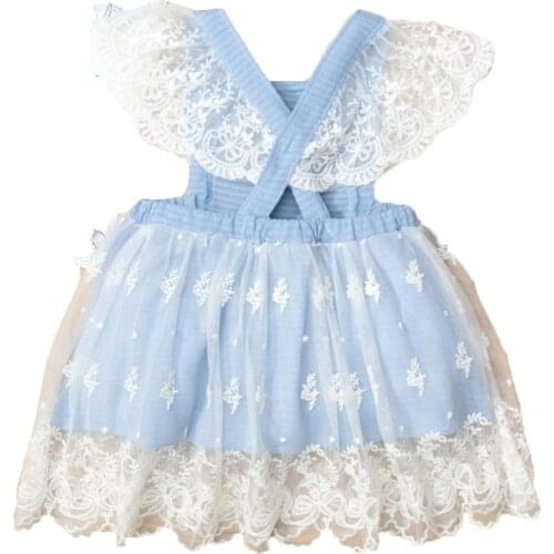Girls Summer Dress, Infants Lace Sleeve Dress Mesh Floral Princess Gown Backless Sundress Babys Clothing for Newborn