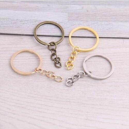SWEET BELL 20pcs Key Ring Key Chain 4 Colors Plated 25mm Long Round Split Keychain Keyrings Wholesale