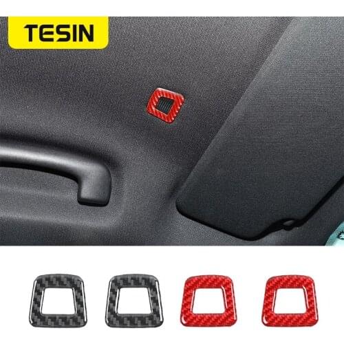 TESIN Interior Mouldings 2pcs for Charger Real Carbon Fiber Microphone Decorative Trim for Dodge Charger 2015-2019 Accessories