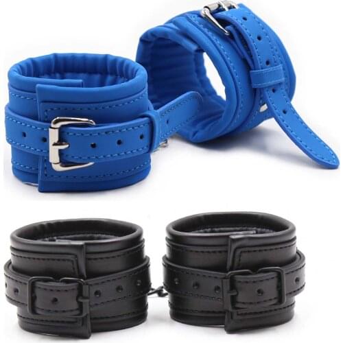 2 Colors Adjustable PU Leather Handcuffs Soft Padded Ankle Cuffs Sex Toys for Couples BDSM Bondage Restraints Exotic Accessories