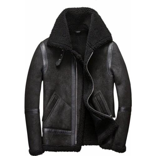 Real Fur Coat Men Plus Size Wool Jacket Short Motorcycle Sheep Shearing Winter Coat for Mens Clothing Veste Homme 5262 YY747