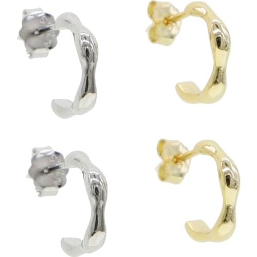 Geometric circle small high quality gold silver color tiny girl women hoop earring 925 sterling silver minimal delicate jewelry