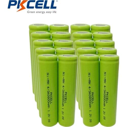 20pcs PKCELL 17670 4/3A NiMH Rechargeable Battery 3800mAh 1.2V NI-MH Industrail Battery for Electrical tools/Emergency lights