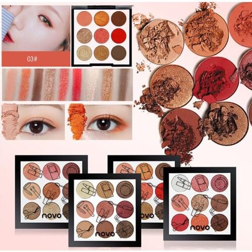 Novo Brand Eye Makeup 9 Color Matte Eyeshadow Palette Set Natural Eye Shadow Pallet Shimmer Powder Nude Warm Beauty Cosmetic Kit