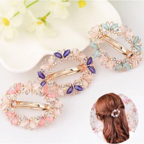 New Crystal Rhinestone Hair Clips for Women Girls Flower Butterfly Barrettes Clamp Hairpins Brooch Hair Styling Tools