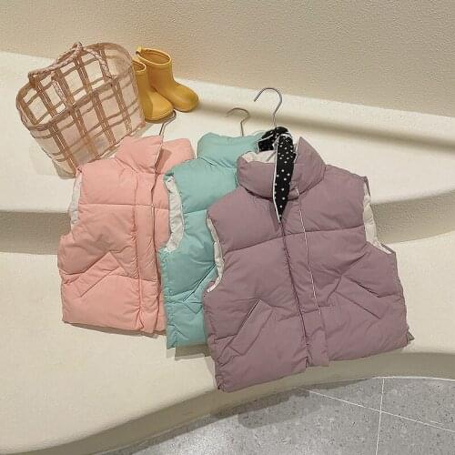 Autumn and winter new childrens down cotton vest color matching men and women baby big childrens padded vest outer wear