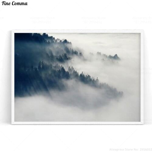Posters and Prints Foggy Mountain Top Scandinavian Decor Nordic Art Poster Wall Picture for Living Room Wall Art Canvas Print