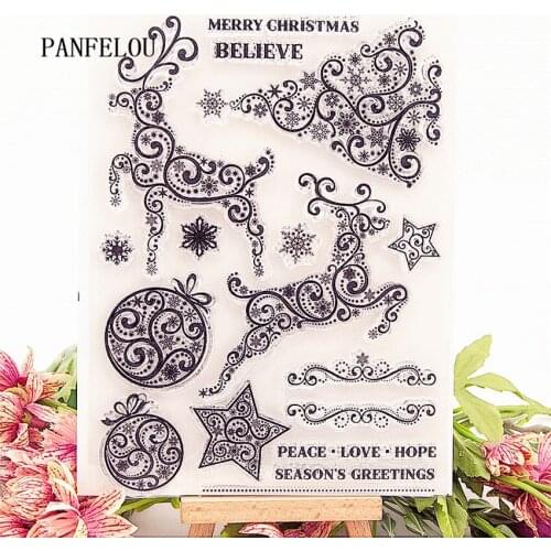 PANFELOU 13x18cm Easter deer tree stars Transparent Silicone Rubber Clear Stamps cartoon Scrapbooking/DIY New year album