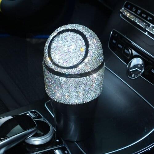 Crystal Diamond Car Trash Can Auto Organizer Storage Bag Car Garbage Bin Ashtray Dust Case Holder Auto Accessories