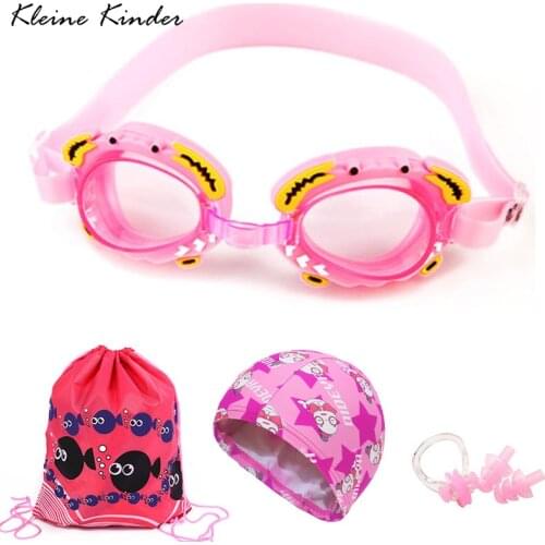 Adjustable Swimming Goggles for Children Cap Earplug Nose Clip Swim Accessories Set Kids Waterproof Silicone Eyewear Anti Fog UV